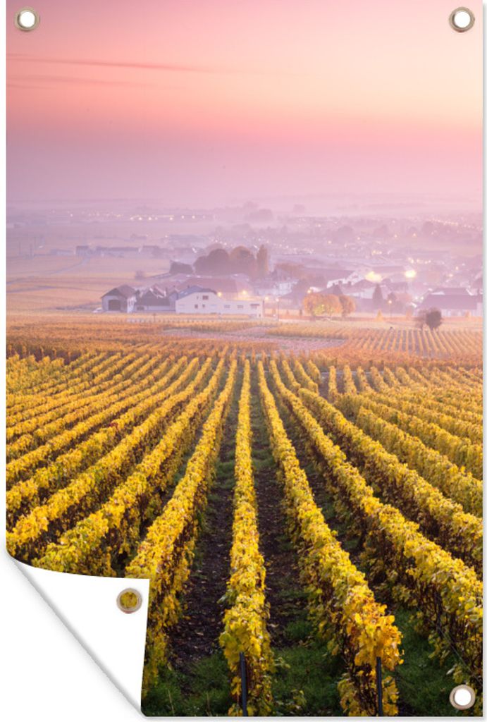 MuchoWow 40x60 cm Outdoor-Poster Gartendeko Sichtschutz Garten Poster für den Garten Weinberge in der Nähe der Stadt Oger in Champagne-Ardenne...