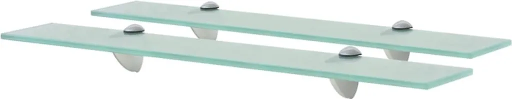 2 Mensole Parete Vetro 60x10 Spessore 8mm - Kit Completo Fissaggio