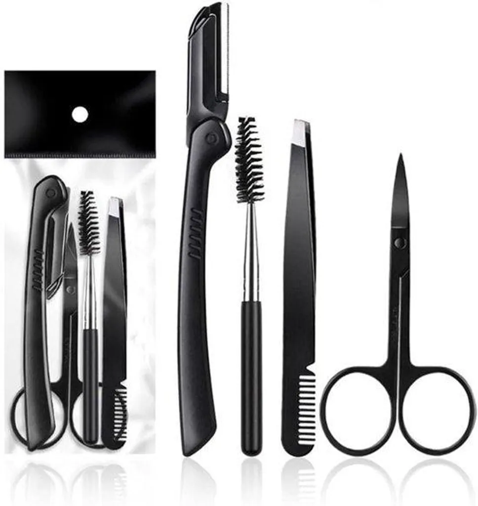 Kit coiffure sourcils avec pince à épiler ciseaux et peigne précision