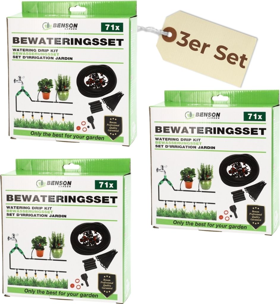 3er Set 15m Bewässerung Garten Tropfbewässerung Tröpfchenbewässerung Tropfschlauch Bewässerungssystem Bewässerungsset Hochbeet Balkon Pflanzen