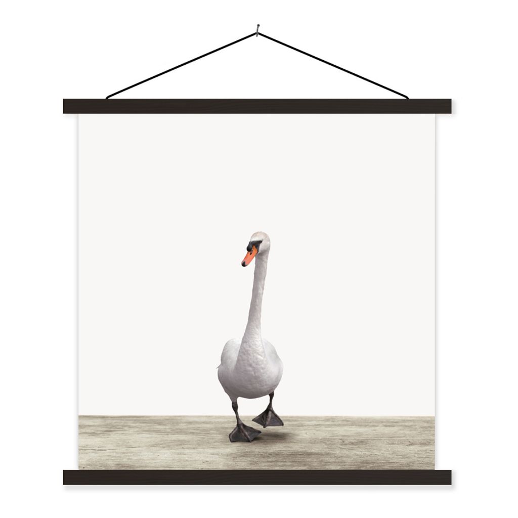 MuchoWow Textilposter Schwan - Tiere - Vogel - Jungen - Mädchen - Kinder 40x40 cm mit schwarzem Rahmen - Fotos