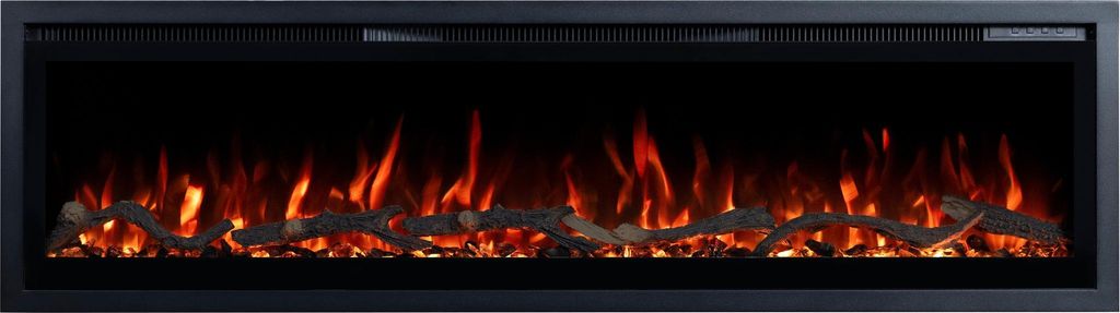 Elektrischer Kamin Emotion Flame Regal 152 – Premium-Feuer – zur Wandmontage und zum Einbau – 152x35x12 cm – LED-Kamin mit Heizung 900/1800 W