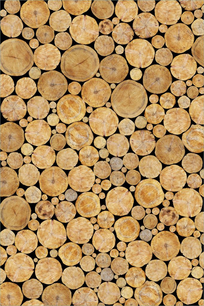 Wallario selbstklebendes Poster - Holzstapel rund, Größe: 61 x 91,50 cm
