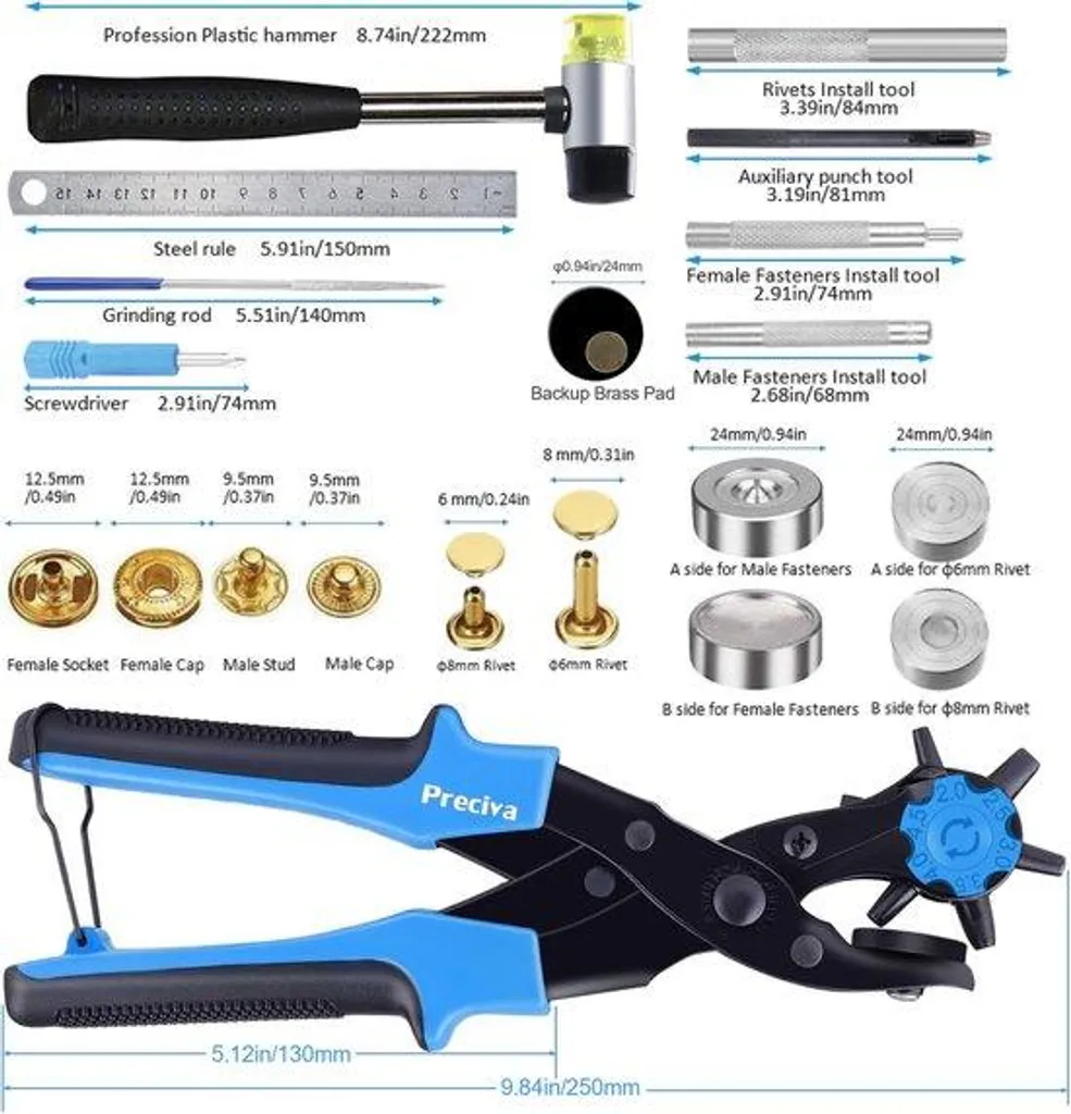 Boutons Revolver Plastique x340 : Fixation Antiglisse pour Cuir et PVC
