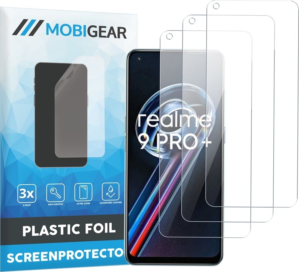 Mobigear Realme 9 Pro Plus Displayschutz Schutzfolie - Hüllenfreundlich (3er Pack)