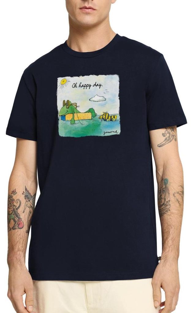 Spreadshirt Janosch Günter Tigerente Oh Happy Day Am See Männer Premium T-Shirt, 4XL, Navy