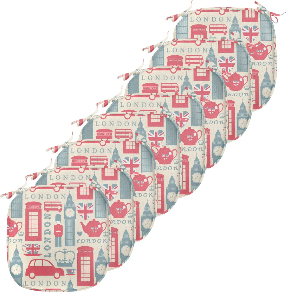 Coussin de Cuisine pour Chaise avec Sangles Londres 40x40cm Lot de 8