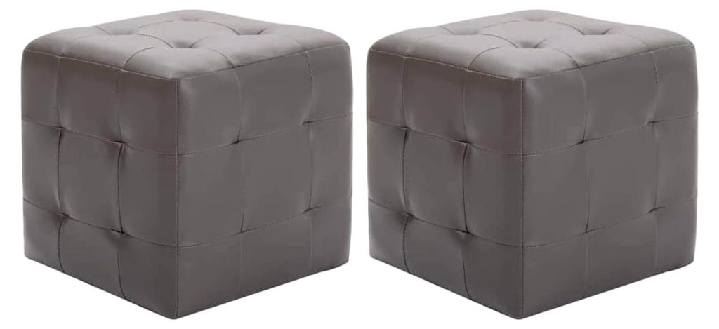 2er Set Nachttisch Sitzhocker Fußhocker Sitzwürfel Grau 30x30x30cm Kunstleder