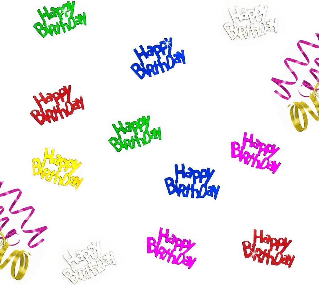 Oblique Unique Konfetti Happy Birthday Geburtstag Jubiläum über 150 Stk. bunt mit Spiegeleffekt Streudeko Streuteile Tisch Deko