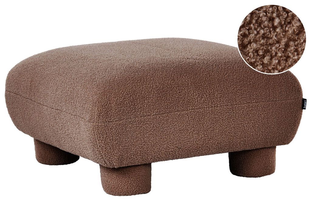 BELIANI Ottomane Braun Bouclé Teddy-Optik Quadratisch 78x78 cm ohne Lehne mit Niedrigen Beinen Modern Wohnzimmer Fußhocker Hocker Pouf für Sofa