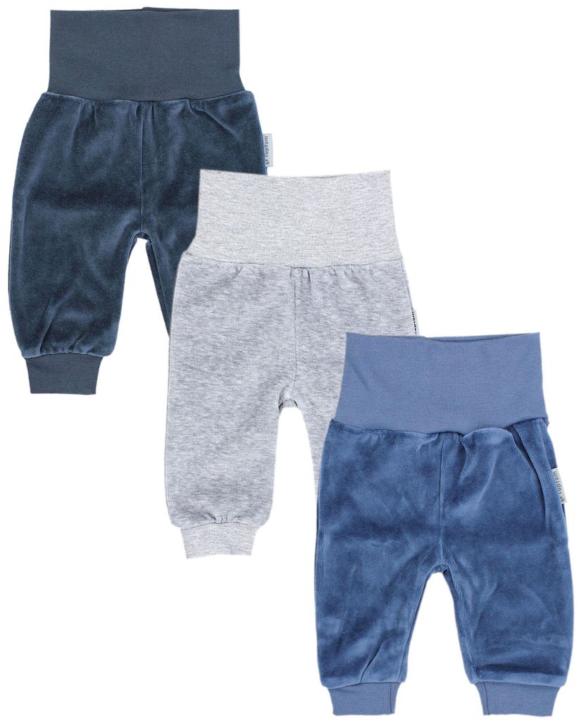 TupTam Baby Jungen Nicki Hose Jogginghose 3er Pack, Farbe: Graphit / Melange Grau/ Jeans, Größe: 92