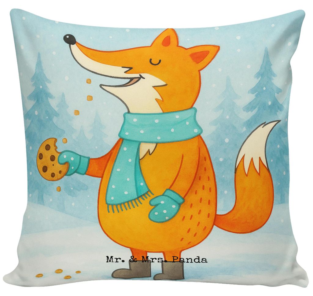 Mr. & Mrs. Panda kuschelkissen 40x40 Fuchs Keksdose Design - Weiß - Geschenk, Sofa Kissen, Couchkissen, Weihnachten, Polster, Polsterkissen, für,...