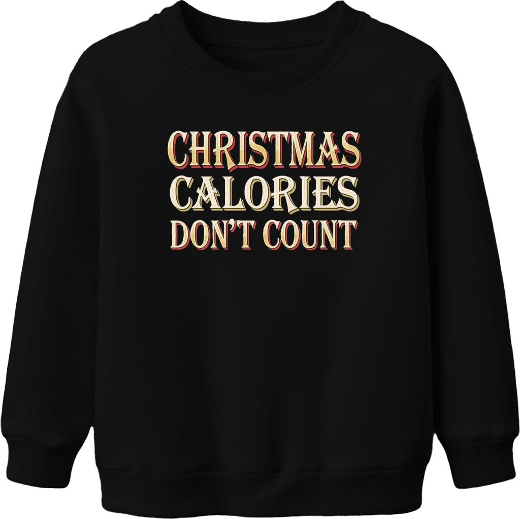 Christmas Calories Don't Count Weihnachten lustig Geschenk Retro Uni Kinder Sweatshirt Pullover, Schwarz, 152