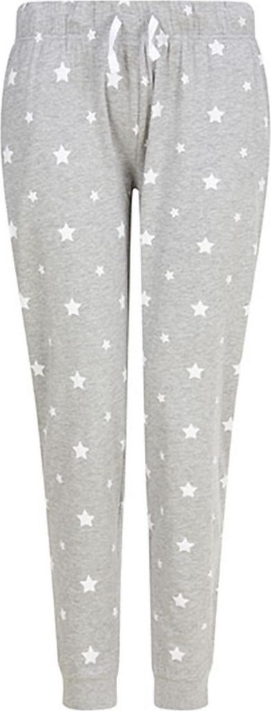 SF Women SK085 | Women`s Cuffed Lounge Pants - Freizeithose - Farbe: Heather Grey/White Stars - Größe: XXL
