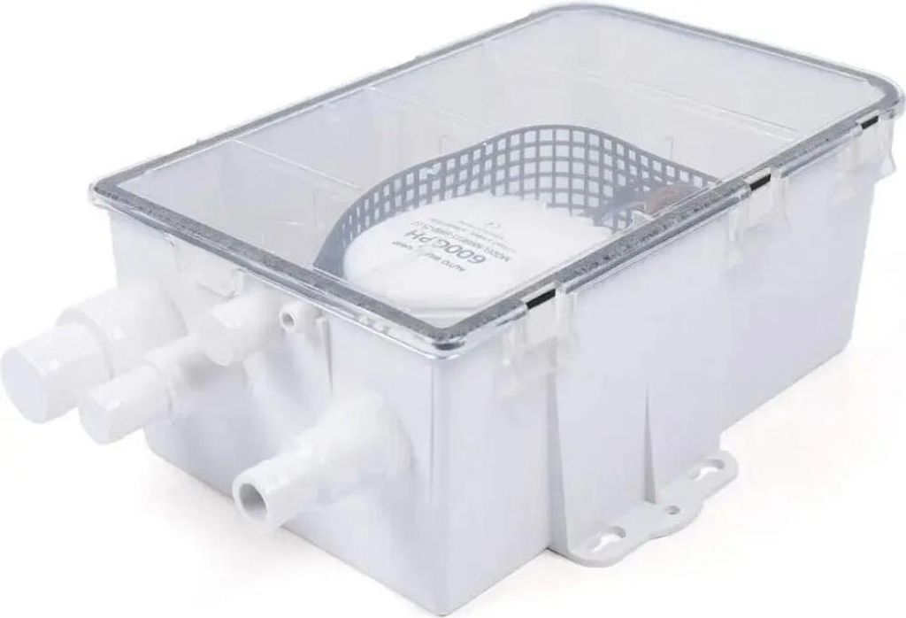 Duschpumpensystem - Duschabwasserpumpe 600 GPH 12V - Automatisch mit Schwimmerschalter - Für Boot & Wohnmobil - Integrierte Pumpe - Weiß