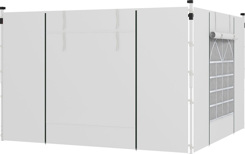 Outsunny 2 Seitenteile Seitenwände für 3 x 3/ 3 x 6 m Pavillon, Seitenplanen mit Fenster, Tür, Ersatzwände für Partyzelt, Oxford, Weiß