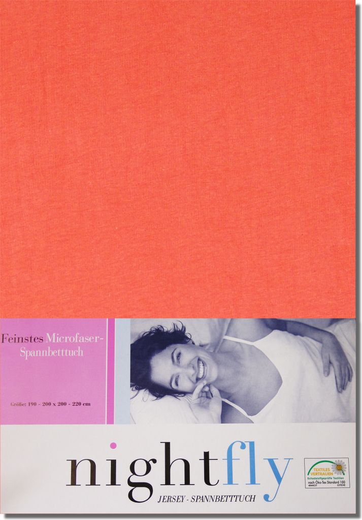 Microfaser-Jersey-Spannbetttuch 180 bis 220 cm ORANGE Produktbild 