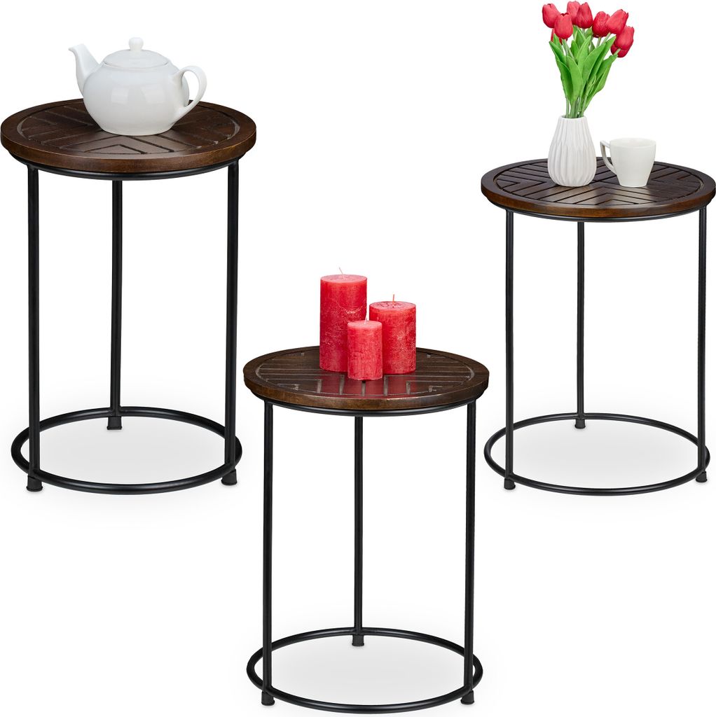 relaxdays Satztisch 3er Set Mangoholz