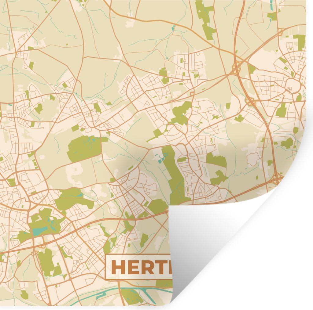 MuchoWow Wandtattoo Wandsticker Wandaufkleber Hirsch - Vintage - Karte - Stadtplan 100x100 cm Selbstklebend und Repositionierbar - Wierderverwend...