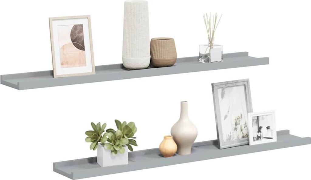 vidaXL Bilderleisten 2 Stk. Grau 80x9x3 cm MDF Produktbild 
