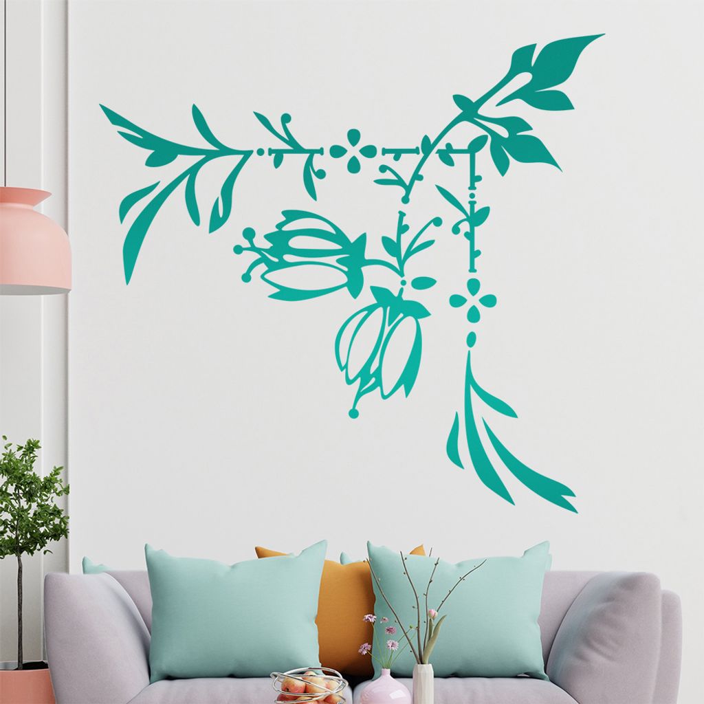 Blumenranke - Linien Wandtattoo in 6 Größen - Wandaufkleber Wall Sticker - Dekoration, Küche, Wohnzimmer, Schlafzimmer, Badezimmer