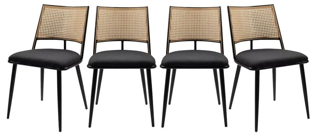 CALICOSY - Lot de 4 chaises avec cannage naturel et Image du produit 