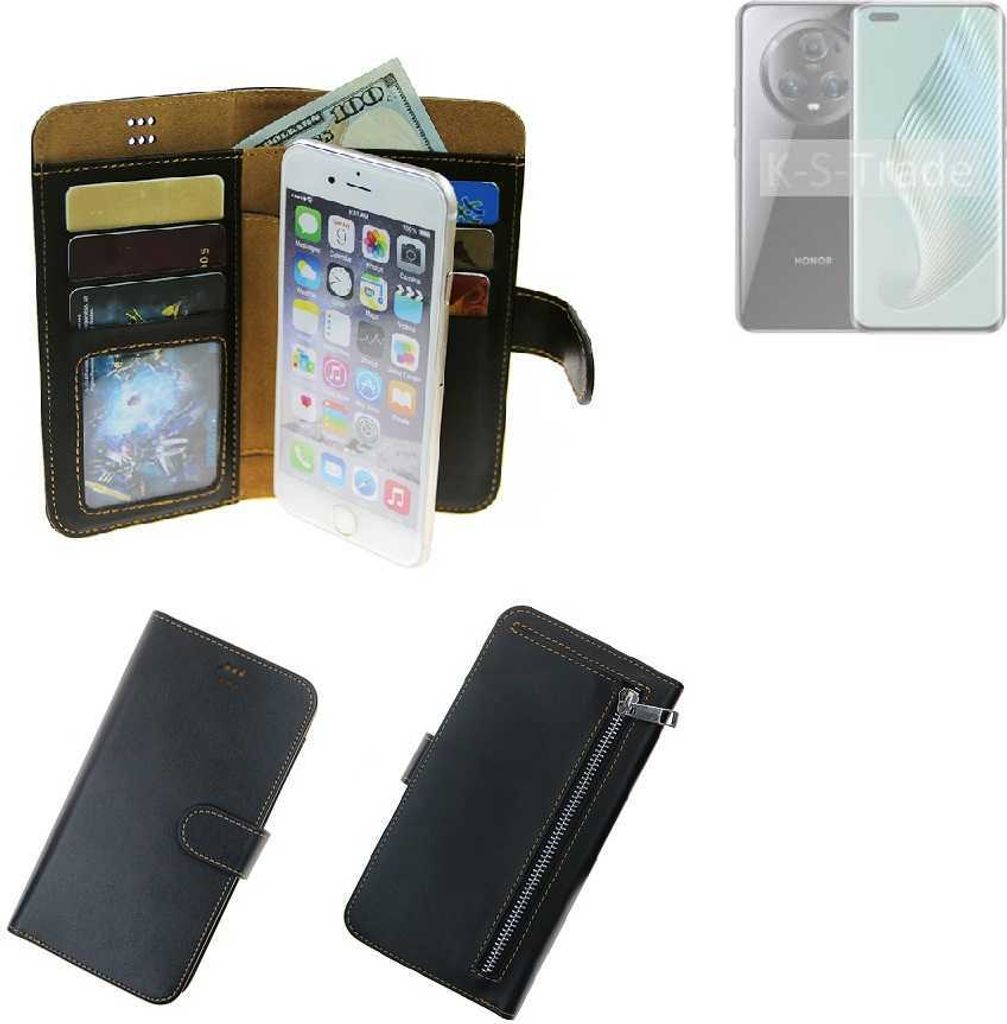 K-S-Trade Schutz Hülle kompatibel mit Honor Magic5 Pro Klapphülle Case Phone cover Slim Handytasche Handy Hülle schwarz aus Kunstleder (1 Stk)