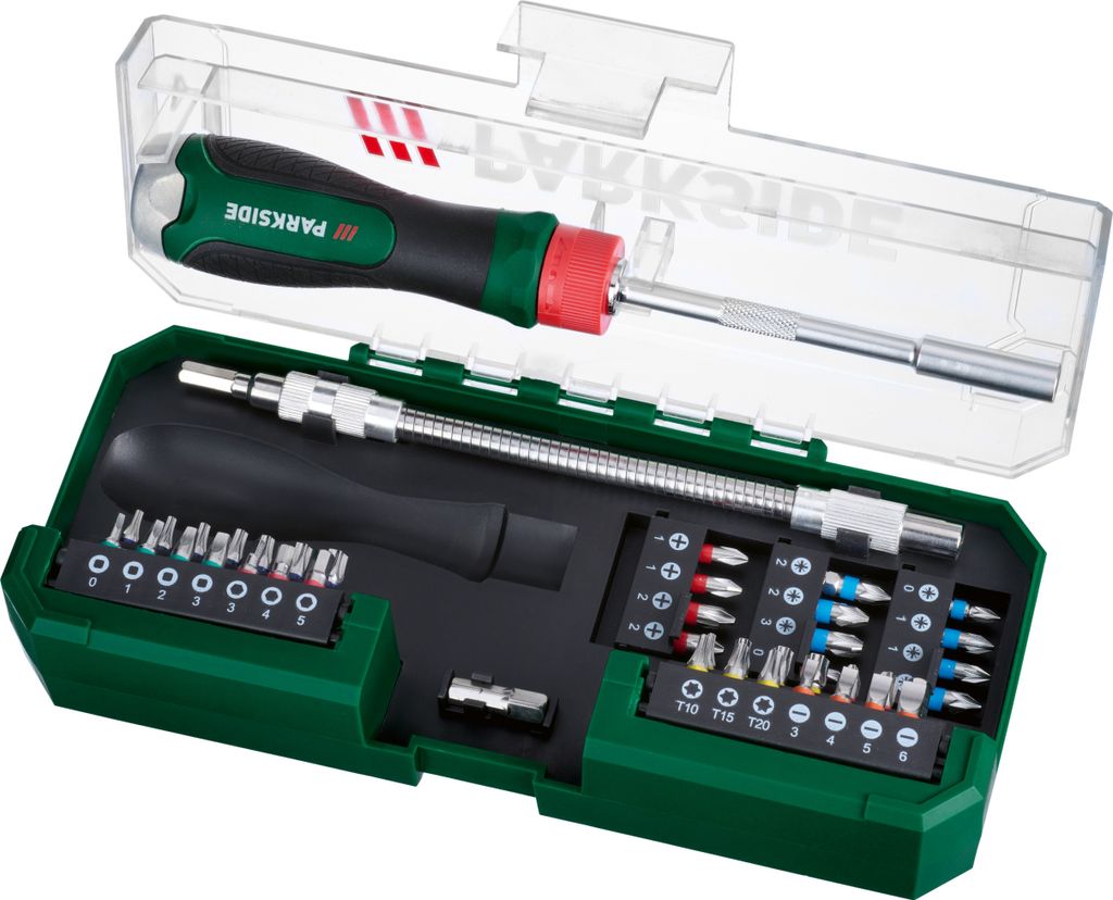 PARKSIDE® Ratschen-Schraubendreher Bit-Set, in praktischer Produktbild 