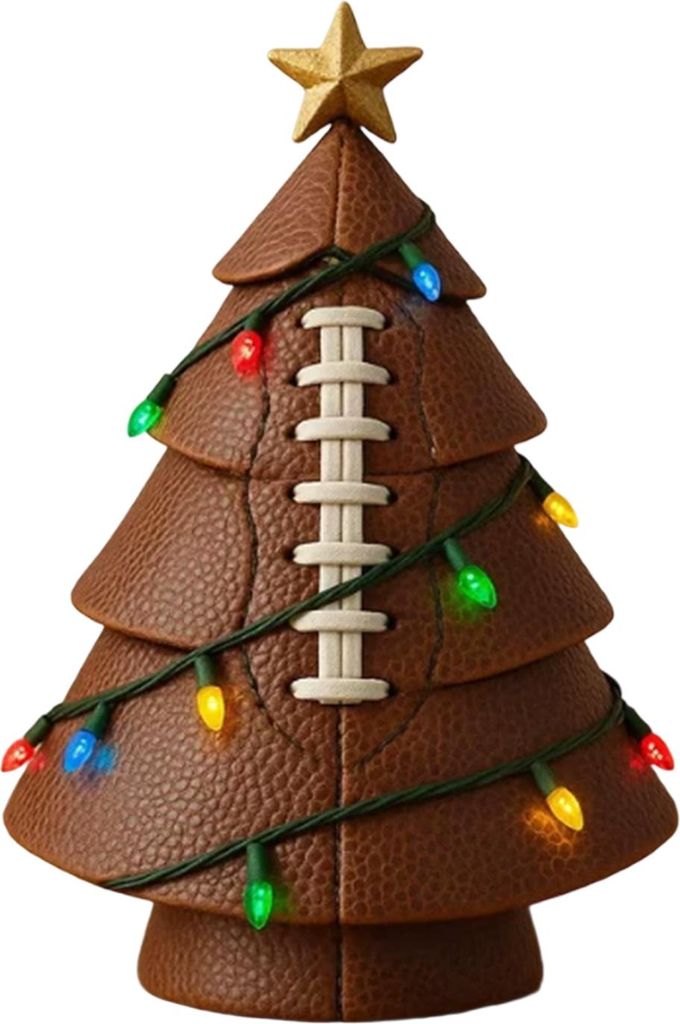 Weihnachtsbaumschmuck in Ballform: Lustiger Fußball-Weihnachtsbaumschmuck mit goldenem Stern für festliche Weihnachtsdekoration