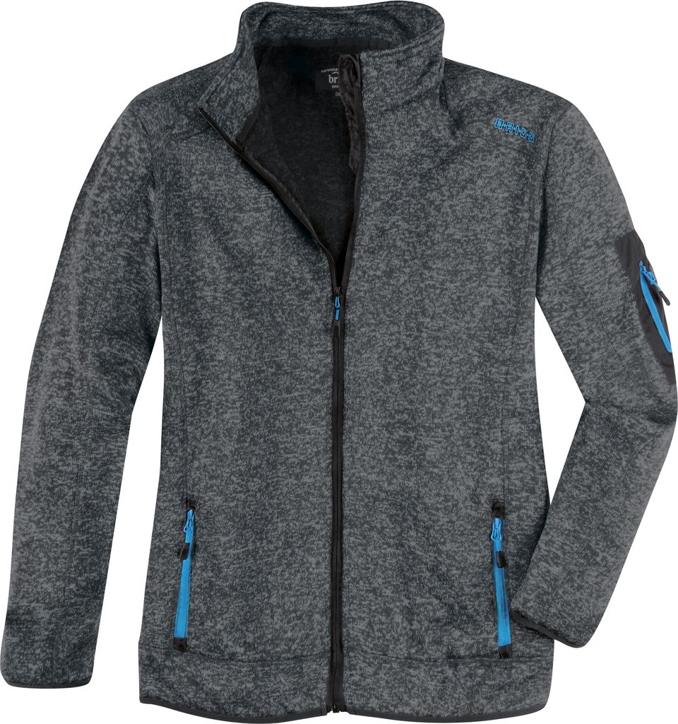 Übergröße Brigg Strickoptik Fleecejacke mittelgrau