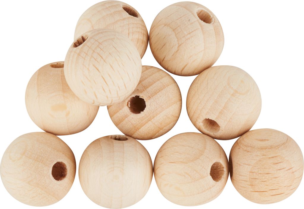 VBS Holzkugeln 15 mm Durchmesser 4 mm Loch Basteln DIY Holzperlen 10 Stück