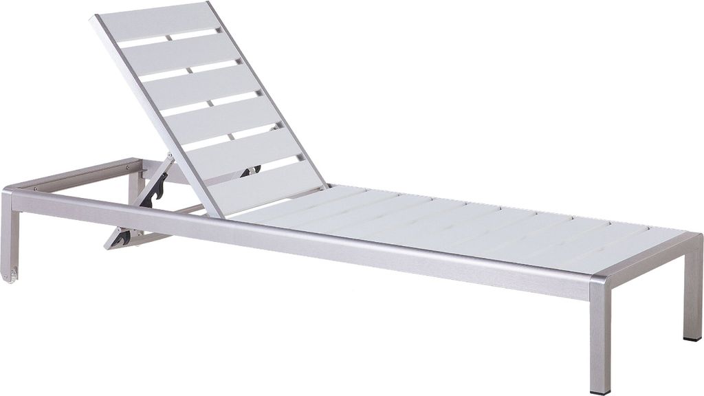 BELIANI Gartenliege Weiß Silber Kunstholz Aluminium Verstellbar Modern Terrasse Balkon