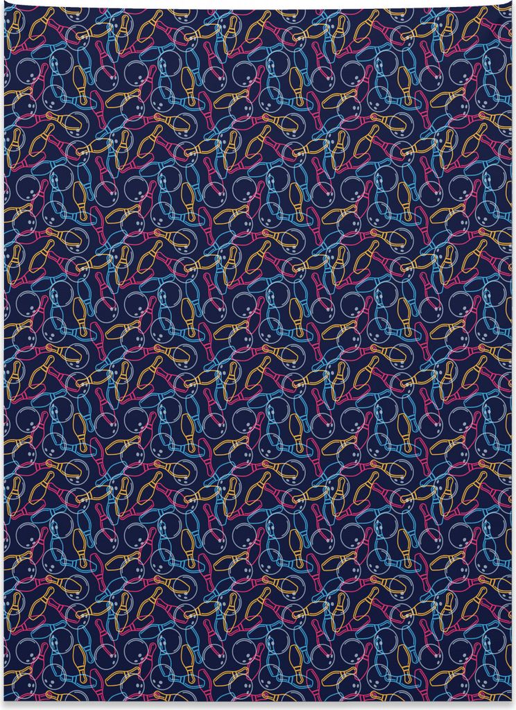 Abakuhaus Bowling Wandteppich, Kräftige Farblinien aus Weiches Mikrofaser Stoff Kein Verblassen Klare Farben Waschbar, 110 x 150 cm, Mehrfarbig