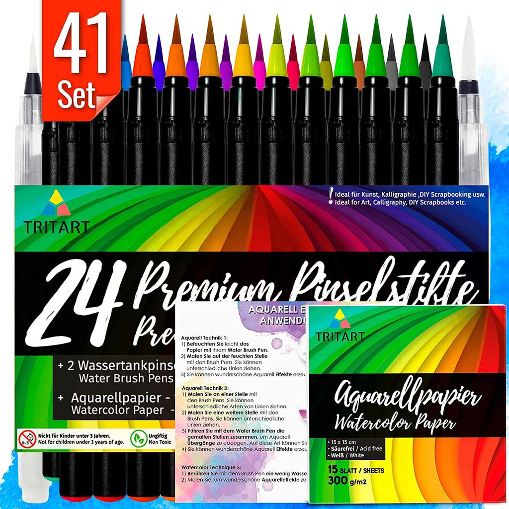 20 Farben Pinselstifte Wasserfarben Pinsel stift Set Malen Zeichnen Kalligrafie. 