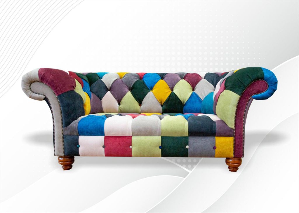 Chesterfield 2 Sitzer Sofa Textil Wohnzimmer Modern Design Couchen Couch Sofas