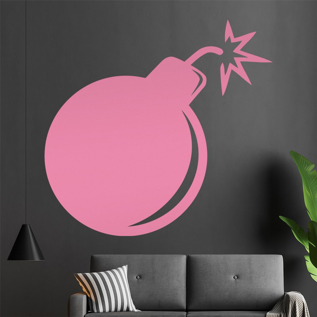 KIWISTAR Bombe mit Zündschnur Explosion Feuer Wandtattoo in 6 Größen - Wandaufkleber Wall Sticker - Dekoration, Küche, Wohnzimmer, Schlafzimmer...