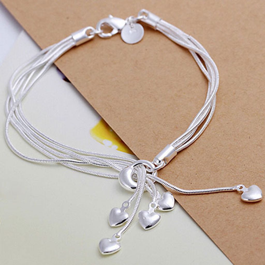 Mode Herz Charm Anhänger versilbert Kette Armband Hochzeit Party Schmuck