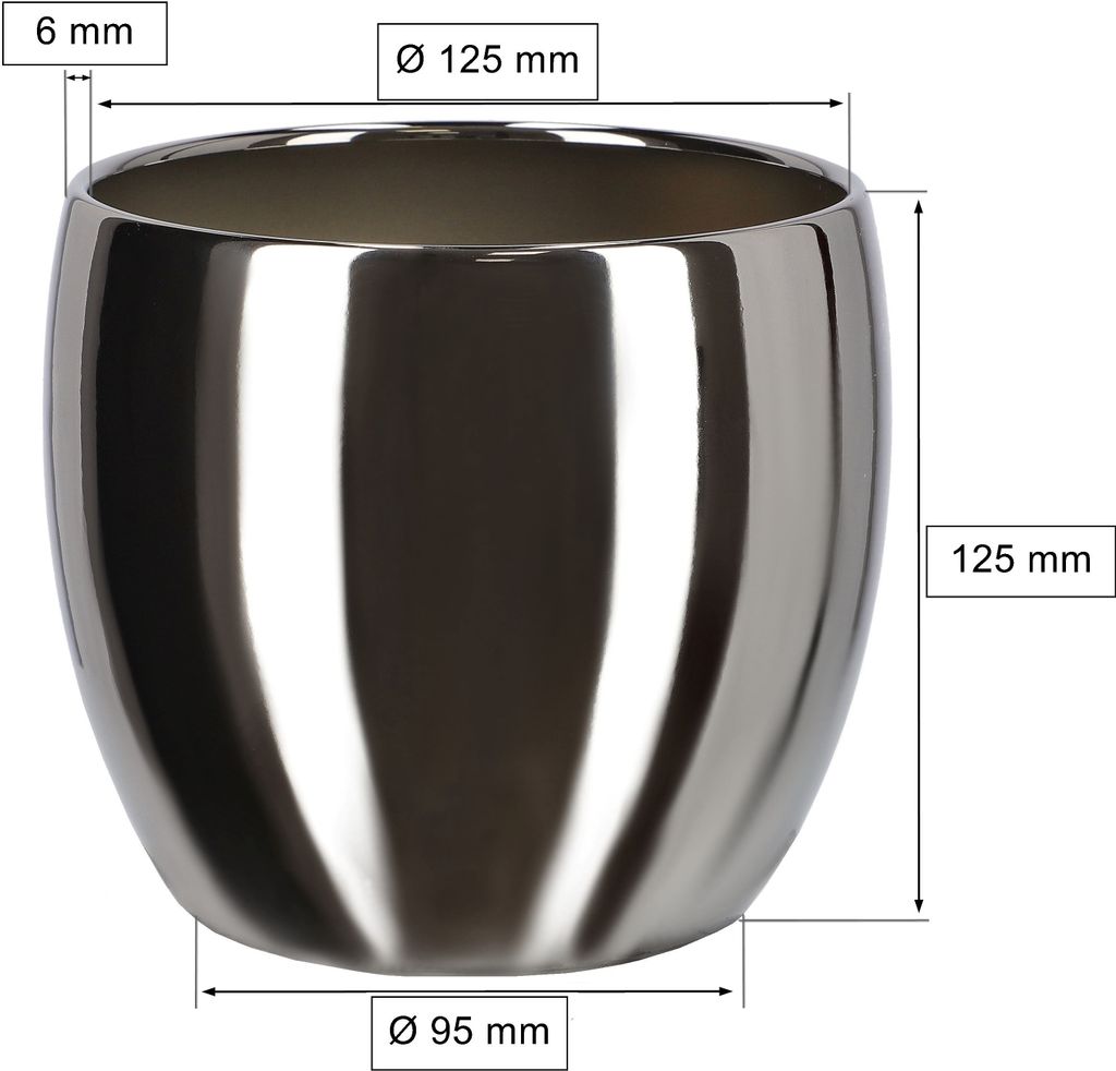 KOTARBAU Keramik-Blumentopf ⌀ 10cm Silber - Hochglanz Übertopf Für Pflanzen