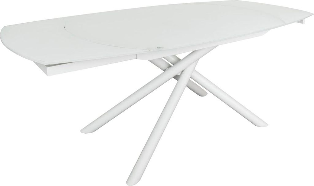 Ausziehtisch Yodalia 130 x 100 x 77 cm Glas und Stahl Esszimmer Esstisch Tisch