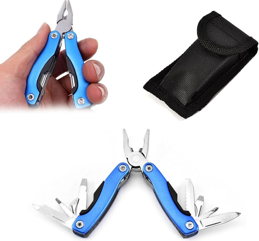 11in1 Multitang Edelstahl blau mit Tasche