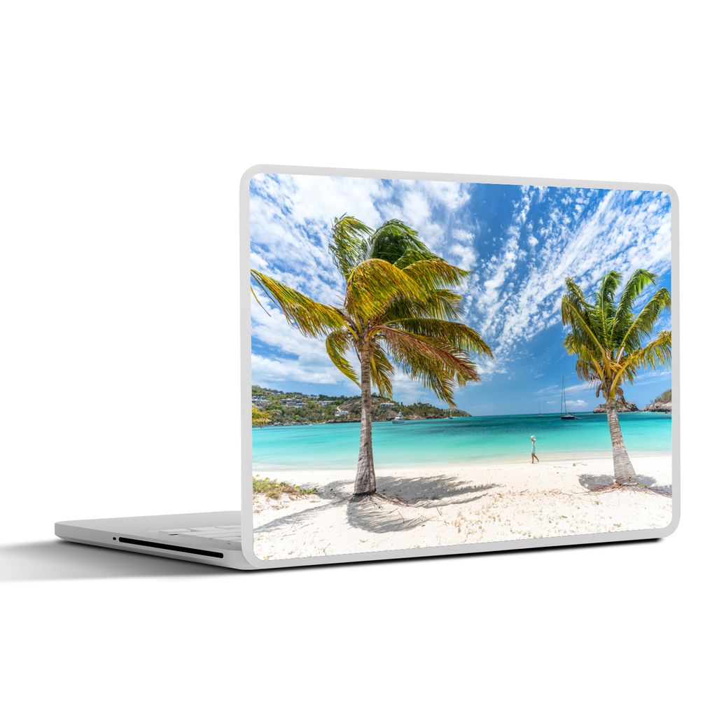 MuchoWow Laptop Aufkleber Sticker Cover Strand - Palmen - Wolken 30x22 cm - Laptop-Sticker