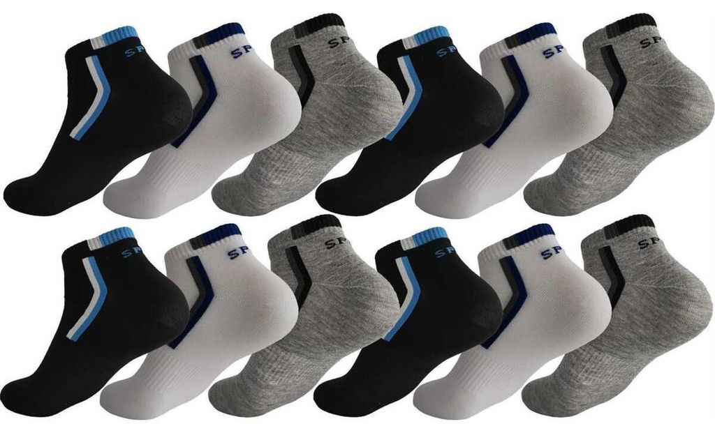 12 Paar Sneaker Socken Herren Damen Sport Socken Baumwolle, Produktbild 