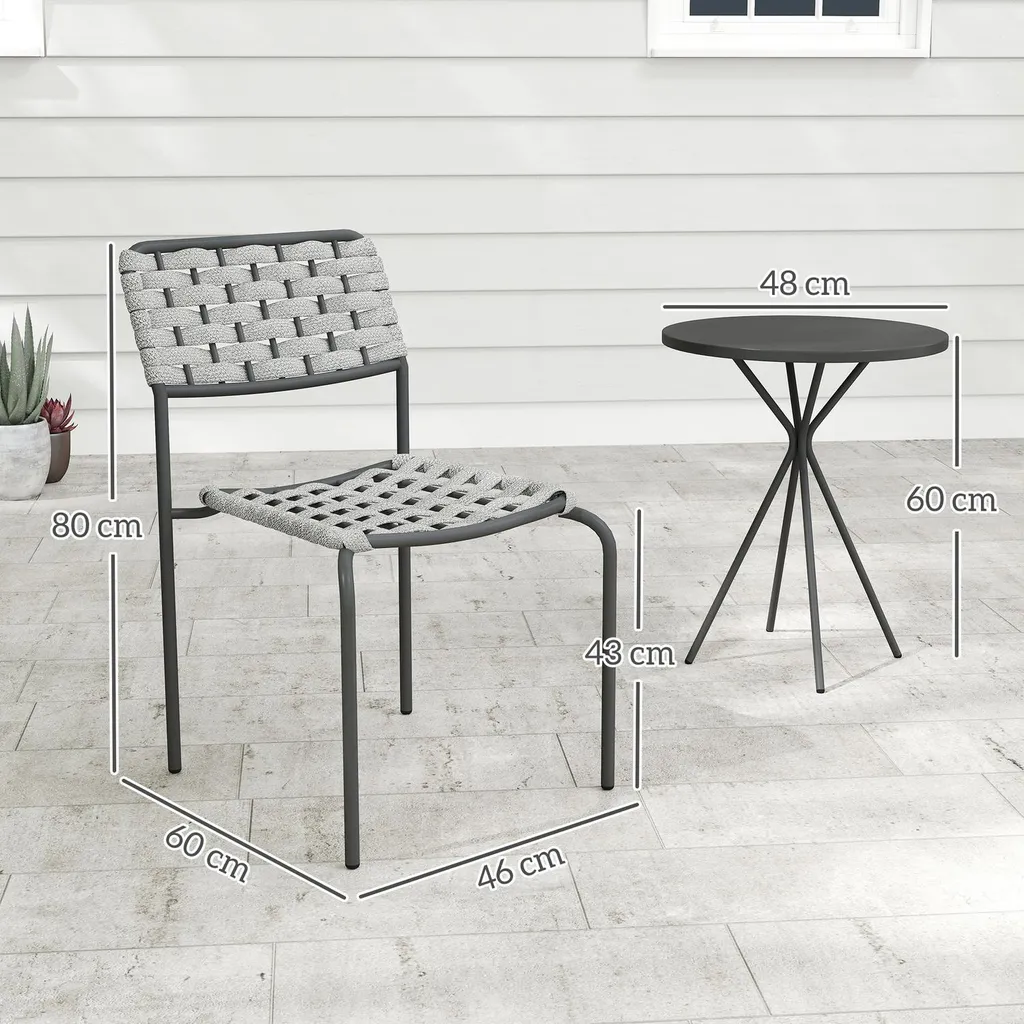 Mobilier de balcon résistant aux intempéries avec 2 fauteuils empilables