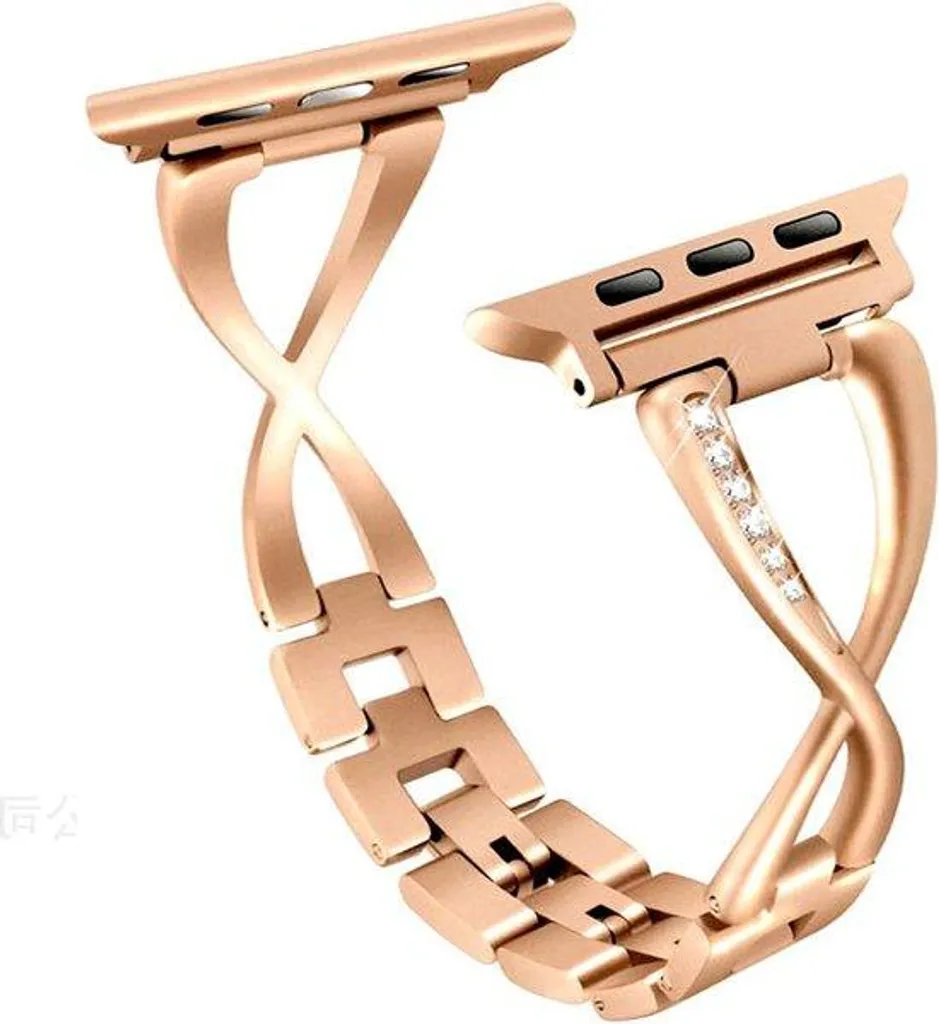 Bracelet acier anti-irritation avec cristaux pour montre 38-41 mm