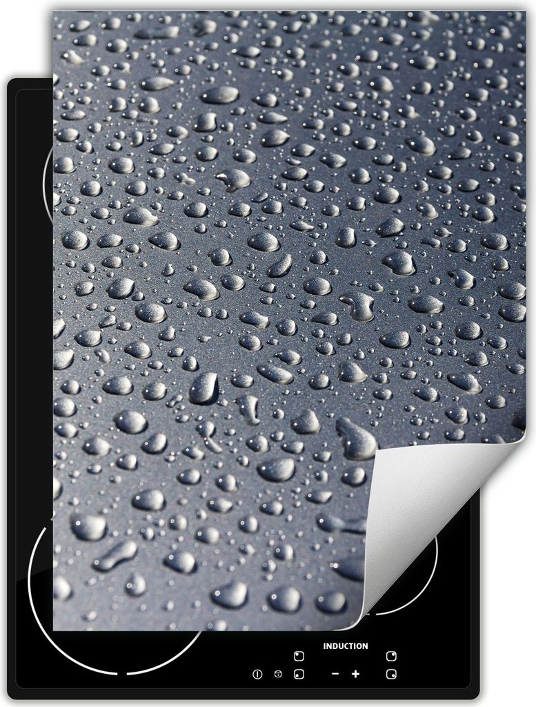 DarHaus Herdabdeckplatte Einteilig Küche Abdeckplatte für Glaskeramikfeld Abdeckung Induktionskochfeld Aufrollbare Matte 40x52 cm, grau - Tropfen
