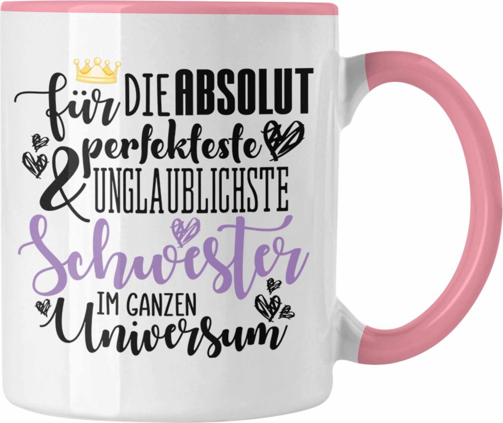 Trendation - Beste Schwester Geschenk Tasse Kaffeetasse Geburtstag Weihnachten Geschenkideen Schwestern Bruder Lustig Best Sister (Rosa)