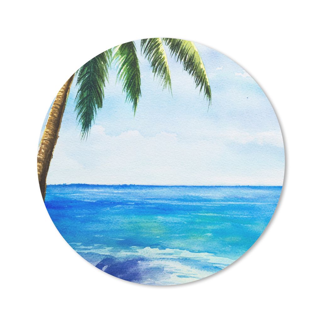 MuchoWow Mauspad Mousepad Palme - Aquarell 20x20 cm - Mousepads - Maus Mat - Pad - Mausunterlage - Schreibtischmatte