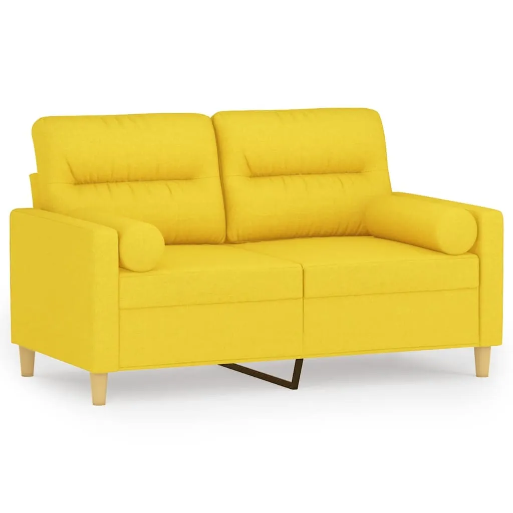 Canapé 2 places 120 cm en tissu avec coussin jaune clair - Modèle Cosy
