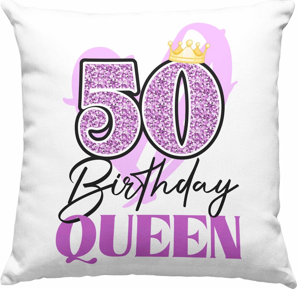 Trendation - 50. Geburtstag Deko-Kissen mit Füllung 40x40 Frau Geschenk 50er Geschenkidee 50 Mutter Frauen Lustig Geschenke (Grau)