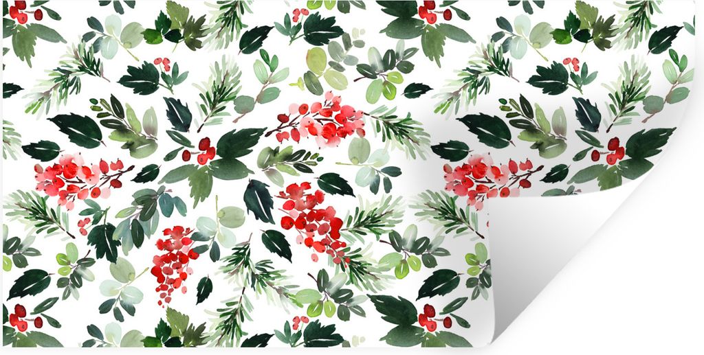 MuchoWow Wandtattoo Wandsticker Wandaufkleber Weihnachten - Aquarell - Mistelzweig 160x80 cm Selbstklebend und Repositionierbar - Sticker - Dekor...
